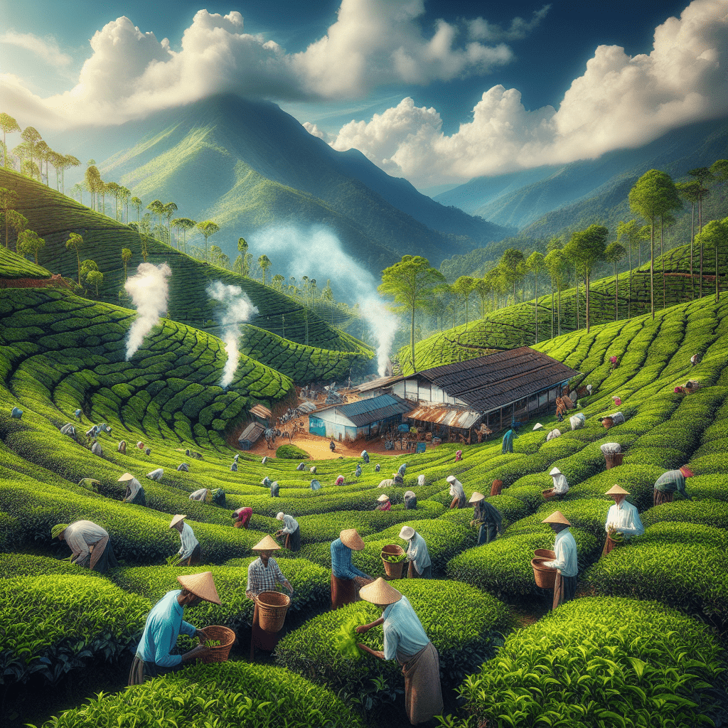 farmers at work in a tea growing Indian state