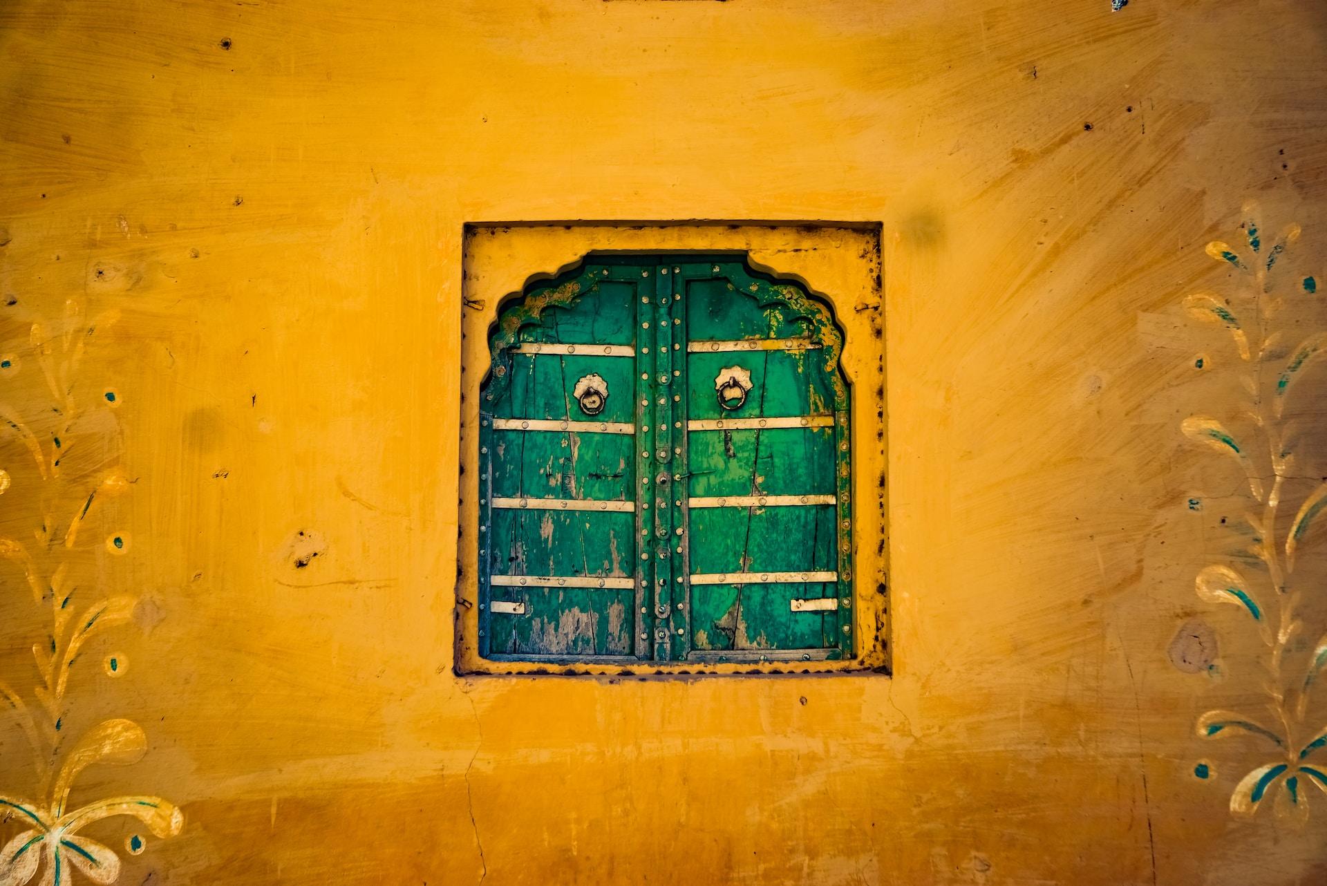 green window in traditional Indian dwellings