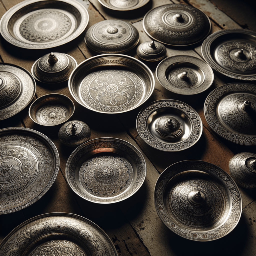 set of traditional silver plates Indian