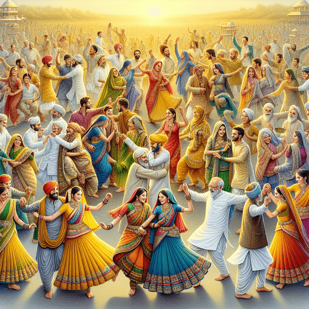 people wearing yellow dress Indian and dancing